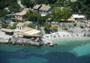 Nissaki Beach and Mitsos Taverna from the air.